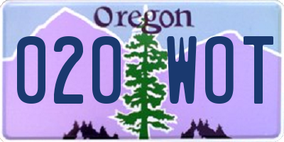 OR license plate 020WOT