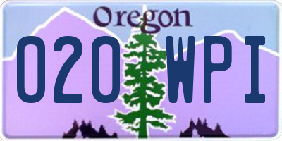 OR license plate 020WPI