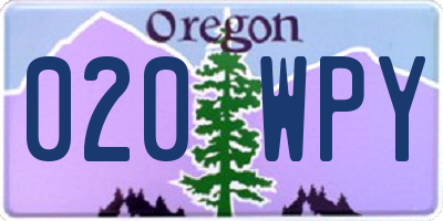 OR license plate 020WPY