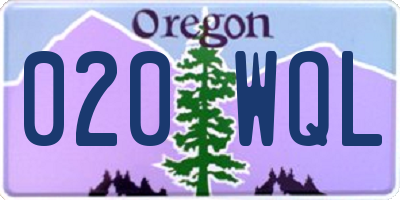 OR license plate 020WQL