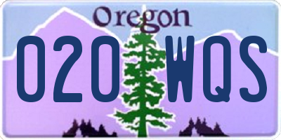 OR license plate 020WQS