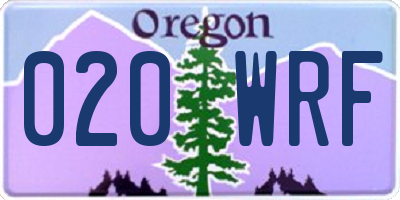 OR license plate 020WRF