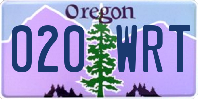 OR license plate 020WRT