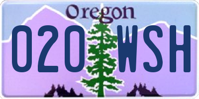 OR license plate 020WSH