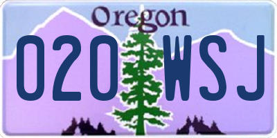 OR license plate 020WSJ