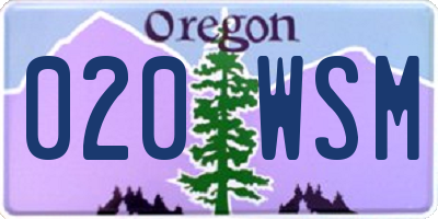 OR license plate 020WSM