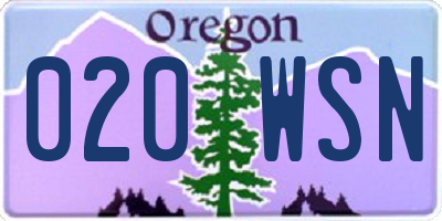 OR license plate 020WSN