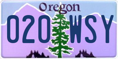 OR license plate 020WSY