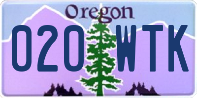 OR license plate 020WTK
