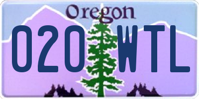 OR license plate 020WTL