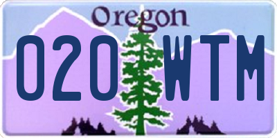 OR license plate 020WTM