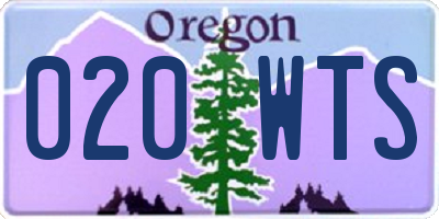 OR license plate 020WTS