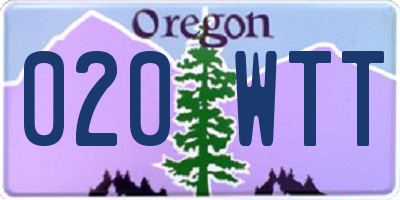 OR license plate 020WTT