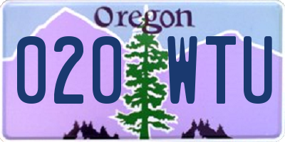 OR license plate 020WTU