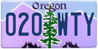 OR license plate 020WTY