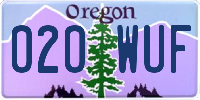 OR license plate 020WUF