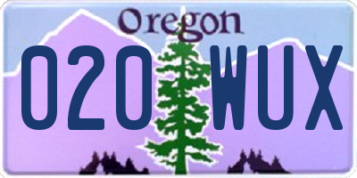 OR license plate 020WUX