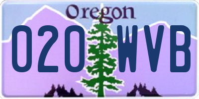OR license plate 020WVB