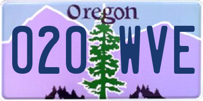 OR license plate 020WVE