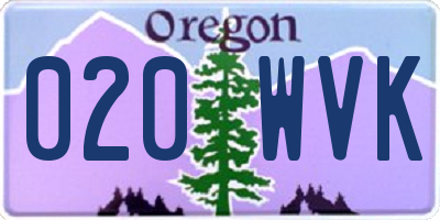 OR license plate 020WVK