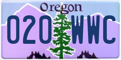 OR license plate 020WWC