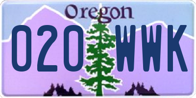 OR license plate 020WWK