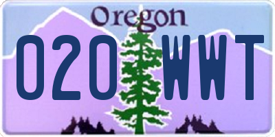 OR license plate 020WWT