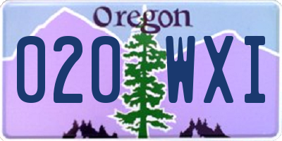 OR license plate 020WXI