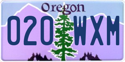 OR license plate 020WXM
