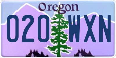 OR license plate 020WXN