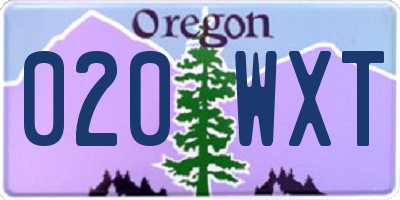 OR license plate 020WXT