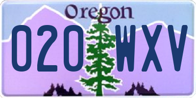 OR license plate 020WXV