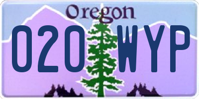 OR license plate 020WYP