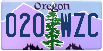 OR license plate 020WZC