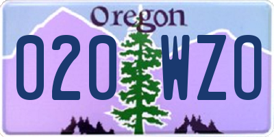 OR license plate 020WZO