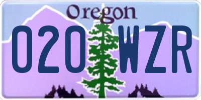 OR license plate 020WZR