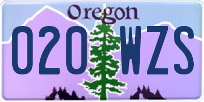 OR license plate 020WZS