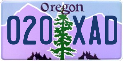 OR license plate 020XAD