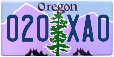 OR license plate 020XAO