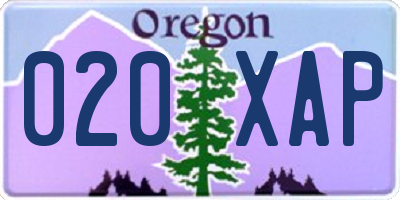 OR license plate 020XAP
