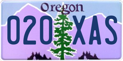 OR license plate 020XAS