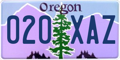 OR license plate 020XAZ