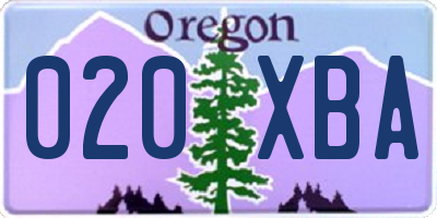 OR license plate 020XBA