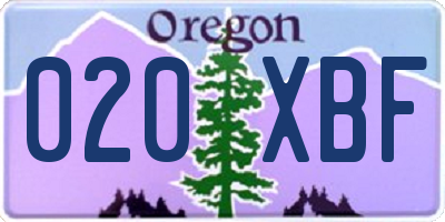 OR license plate 020XBF