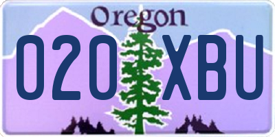 OR license plate 020XBU