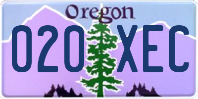 OR license plate 020XEC