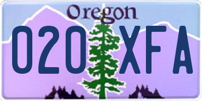OR license plate 020XFA