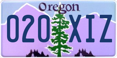OR license plate 020XIZ