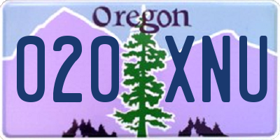 OR license plate 020XNU