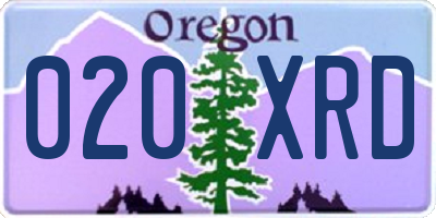 OR license plate 020XRD